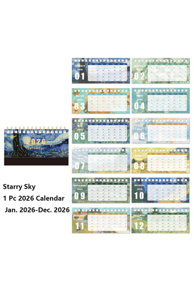 Choice تقويم مكتبي بنمط سماء مرصعة بالنجوم، قطعة واحدة، لعام 2026، بتصميم كلا...