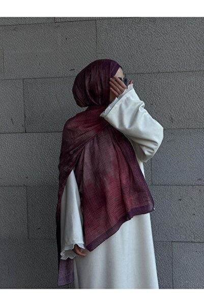 Qalortex Scarf Μουσελίνα Πλισέ Σάλι-Μπορντό