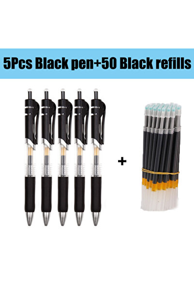 Choice Black 5Pen 50Refill 55/100pcs Press Gel Pen Signature pens Refill Pres...