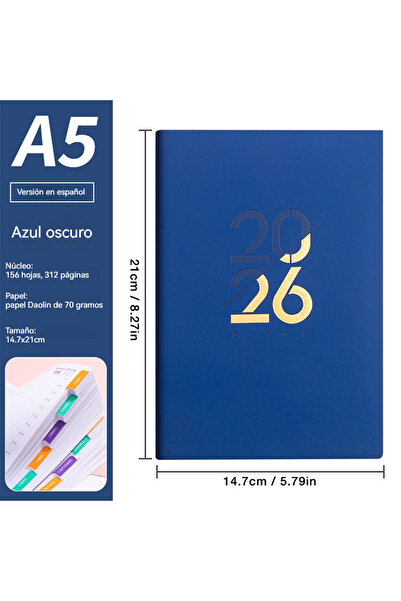 Choice Deep Blue-ES-70G 2026 Jan-Dec Planner Spanish/English Language Noteboo...