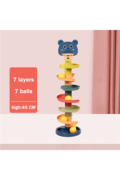 choice2 7 طبقات و7 كرات، مسار دوار للأطفال، لعبة مونتيسوري لتكديس الكرات، برج...