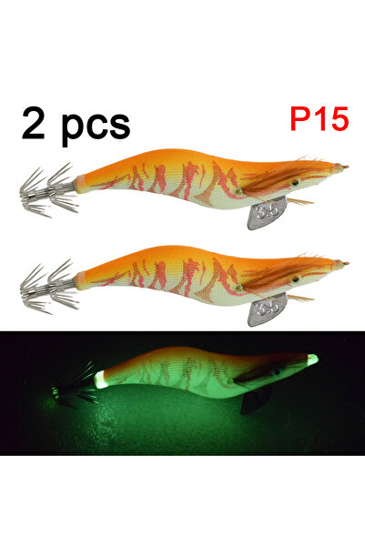 Choice P15 قطعتان من طُعم صيد خشبي فاخر بخطاف على شكل حبار - تصميم واقعي للرو...
