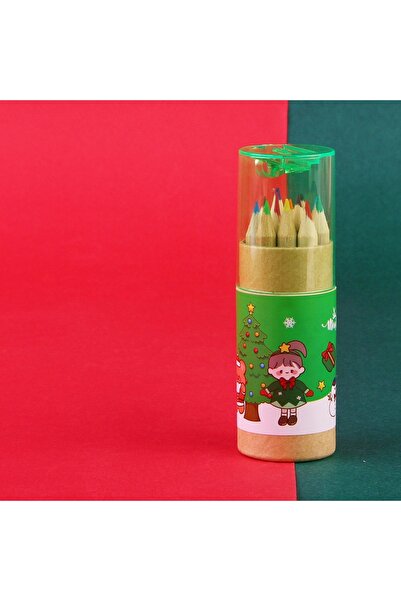 Choice Green 12 Colors Barrel Cartoon Colored Pencils Set Elementary School D...