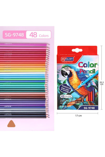 Choice مجموعة أقلام تلوين من 12 إلى 48 لونًا، حامل أقلام مثلث الشكل HB، لوازم...