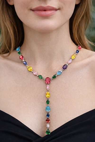 charmove ile kendinizi şımartın Kadın Çok Renkli Zirkon Taşlı Y Model Sallant...