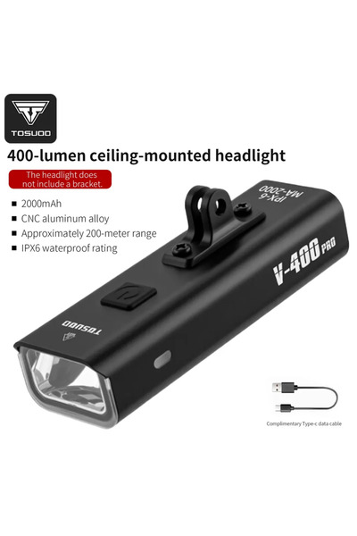 Choice مصباح أمامي للدراجة من TOSUOD بقوة 400 لومن، وبطارية 4800 مللي أمبير، ...
