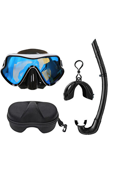 Choice أبيض - أزرق - قناع غطس - نظارات غطس - أنبوب سيليكون قابل للطي قابل للط...