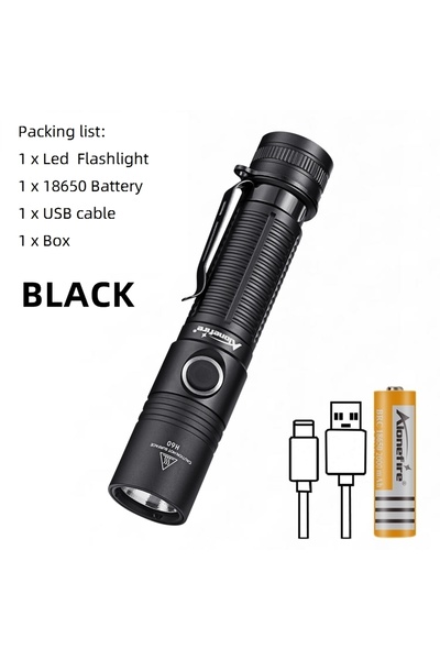 Choice مصباح يدوي LED عالي السطوع H60-أسود-18650 بقوة 1800 لومن، مصباح تكتيكي...