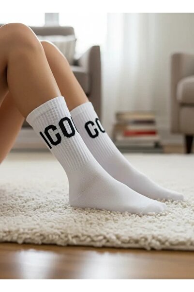 CANMODA Icon Written White Fun Unisex Cotton College Socks (Suitable for Size...