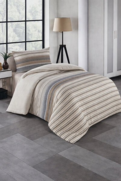 Çeşme Home طقم غطاء لحاف فردي مصنوع من القطن بنسبة 100% - 3 خيارات للألوان، ن...