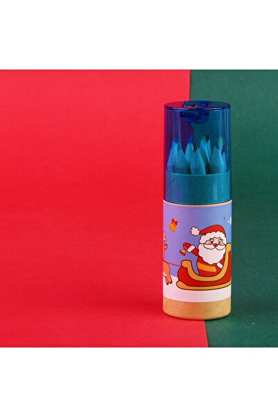 Choice Blue 12 Colors Barrel Cartoon Colored Pencils Set Elementary School Dr...