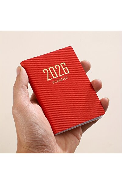Choice A7 Red 2026 A7 Weekly & Monthly Planner Slim Faux Leather Softcover 64...