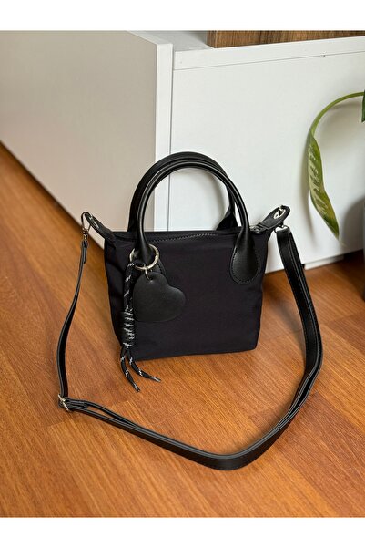 Bagnest Charm Detailed Fabric Small Size Women's Hand and Shoulder Bag