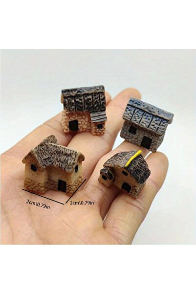 Choice أربع قطع من تماثيل المنازل الصغيرة المصنوعة من الراتنج، مثالية لتزيين ...