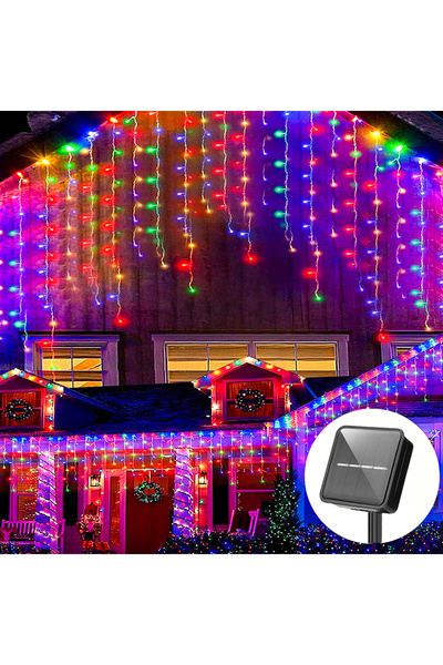 Choice 3.5m 96LED Multicolor Solar Icicle String Lights 3.5M LED Waterproof E...