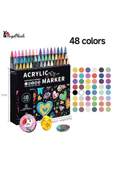 Choice قلم تلوين أكريليك أنجيل مارك برأسين، مقاوم للماء، 48 لونًا، لوازم الرس...