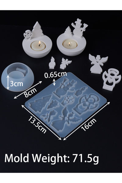 Choice set DIY Christmas Series Candle Holder Silicone Mold Plaster Pouring R...