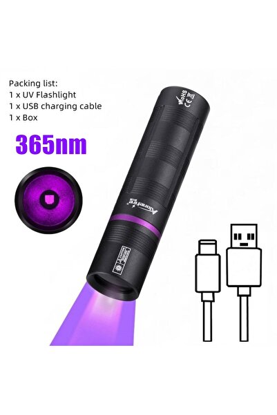 Choice 14500 black 365nm 365nm UV Blacklight Flashlight USB Rechargeable Powe...