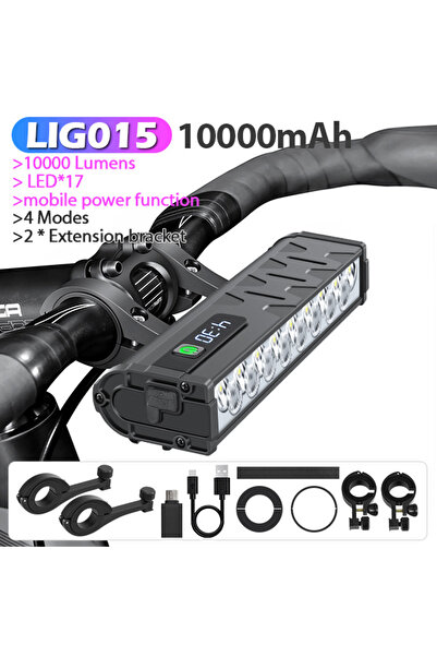 Choice مصباح دراجة أمامي LIG015 بقوة 10000 لومن، مقاوم للماء، بطارية 10000 مل...