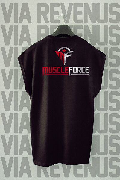 Vordevia Muscle Force Back cu imprimeu Zero Sleeve bumbac 100% Sport tricou