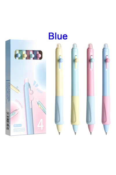 Choice مجموعة واحدة من أقلام الحبر الأزرق، 4 أقلام قابلة للسحب والمسح، رأس رف...