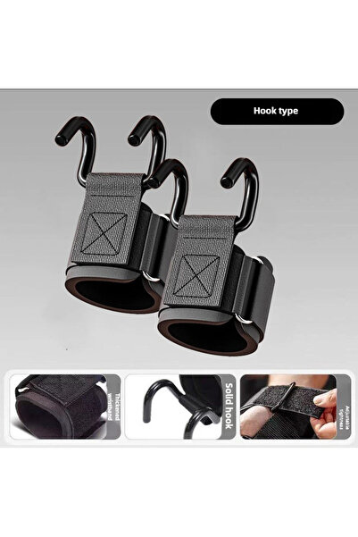 Choice خطافات رفع الأثقال السوداء المكونة من قطعتين مع أربطة للمعصم - حزام مع...