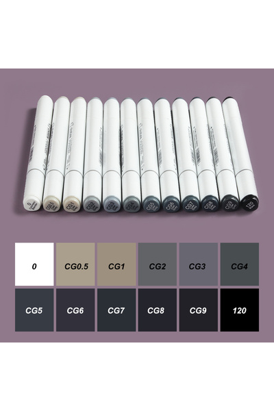 Choice قلم تحديد مزدوج الرأس من ثوتون، ١٢ لونًا رمادي بارد، رمادي دافئ، رمادي...