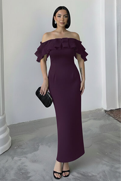 ALFUDO Moda Collection Off Shoulder Flounce Long Graduation Evening Dress