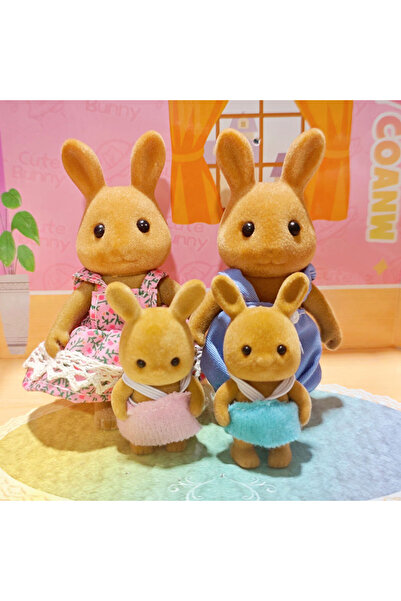 Choice مجموعة أثاث بيت الدمى لمحاكاة الحيوانات: عائلة الأرنب البني، عائلة الغ...