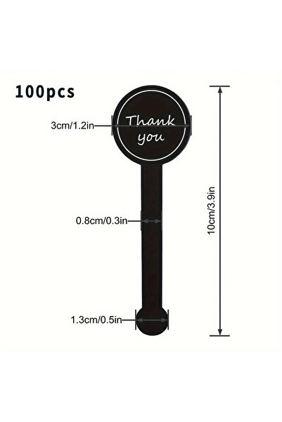 Choice 100 قطعة 100/200 قطعة ملصق ختم طويل أسود "شكرًا لك" لزجاجة الحلوى، ملص...