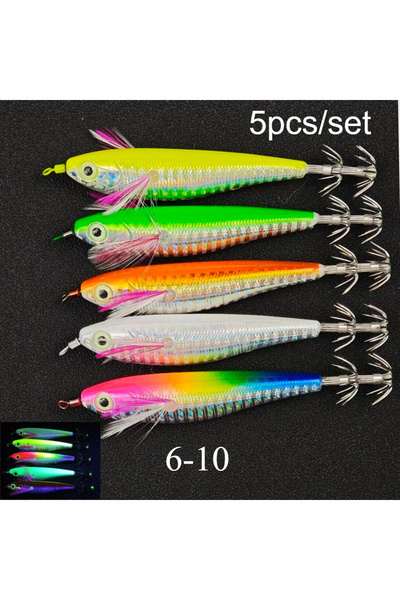 Choice مجموعة من 5 قطع - روبيان 6-10، 5 قطع/مجموعة، خطاف صيد الحبار الأفقي بط...