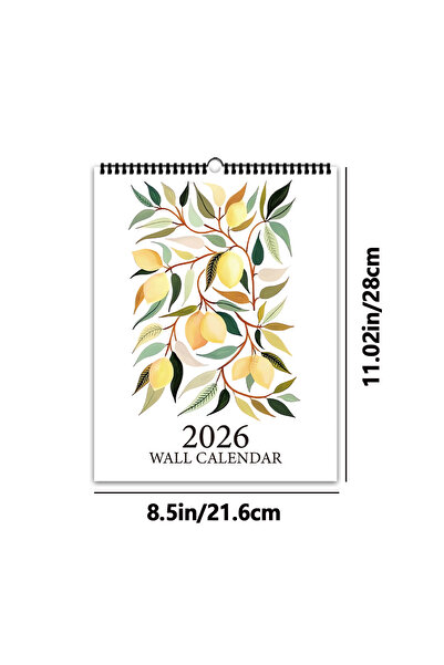 Choice تقويم حائط لعام ٢٠٢٦، قطعة واحدة، بتصميم فني مستوحى من النباتات والفوا...