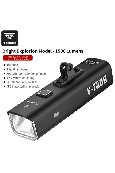 Choice مصباح أمامي للدراجة من TOSUOD طراز RH-00010، بقوة 1500 لومن وبطارية 48...