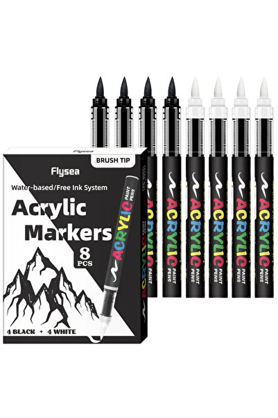 Choice مجموعة أقلام تلوين أكريليك سوداء وبيضاء من 4black4white، 8 قطع، سعة حب...