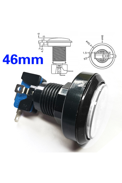 Choice WHITE 1 Piece 46mm Push Button Round Momentary Lighting Illuminated LE...