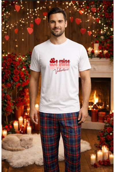 MVRDAR Σετ ανδρικής βαμβακερής πιτζάμας για την Ημέρα του Αγίου Βαλεντίνου, D...