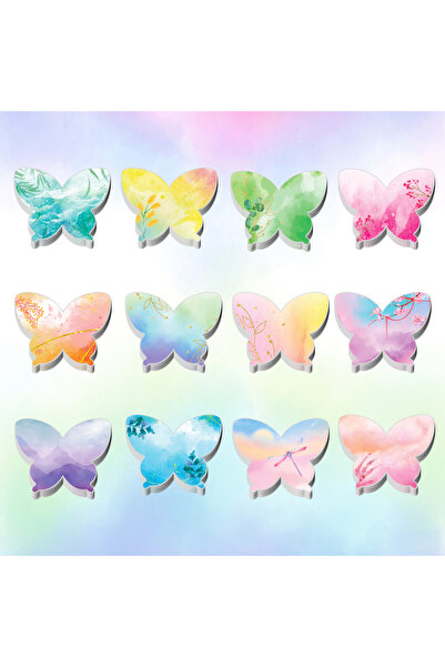 Choice UB002-12pcs Butterfly Shaped Sticky Notes Set, Cute Self-Stick Notes P...
