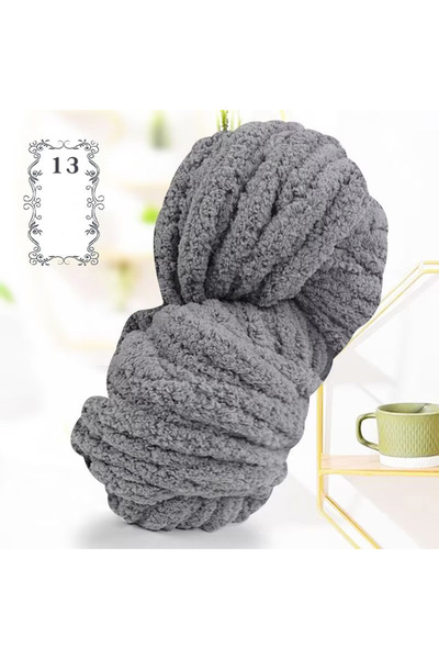 Choice 13 Dark Grey 500g of Thick Chenille Yarn for Blankets, Ultra-Soft, Thi...
