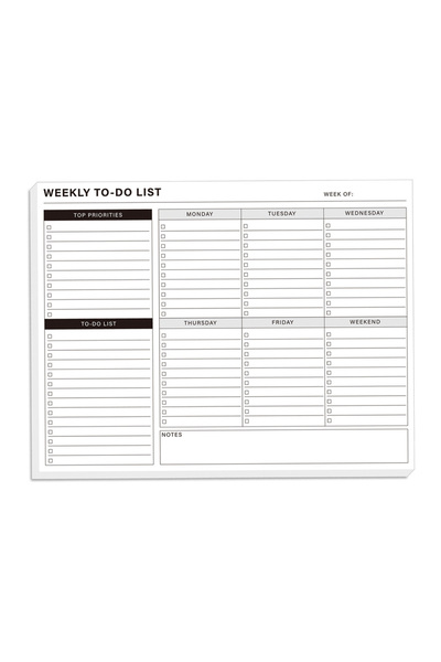 Choice مخطط أسبوعي بسيط قابل للإزالة باللون الأبيض، دفتر ملاحظات، مخطط أهداف ...