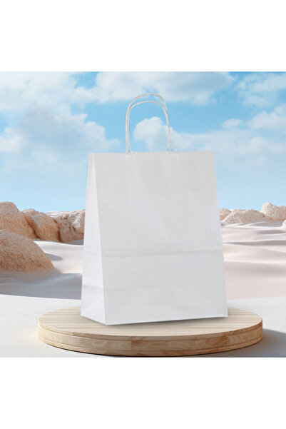 Choice 20 كيس ورقي كرافت أبيض بمقابض، قابل لإعادة التدوير، متين، مقاس 27×21×1...