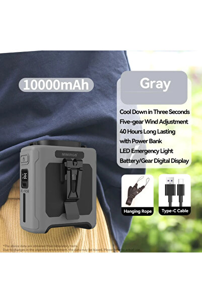 Choice1 Gray 10000mAh Waist Fan Wearable Waist Fan 5 Speeds & Light 40H Hands...