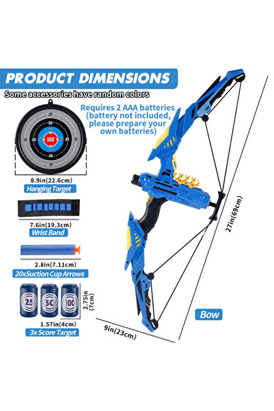 Choice Blue Bow Kids Soft Dart Archery Set with LED Lights Indoor Outdoor Spo...