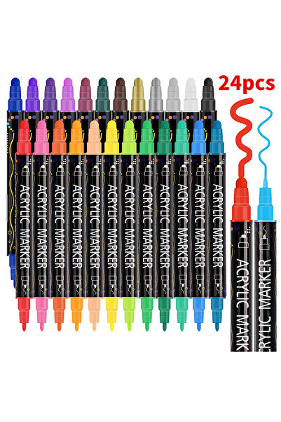 Choice أقلام طلاء أكريليك مزدوجة الرأس، ٢٤ لونًا، ١٢/٢٤/٣٦/٤٨/٦٠ لونًا، مناسب...