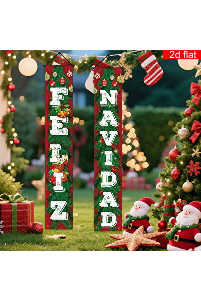 Choice 180X30 MULTI 2D flat banner, 2 Spanish Merry Christmas couplet banners...