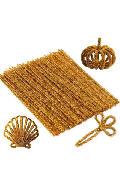 Choice1 مجموعة من 100 قطعة من منظفات الأنابيب الذهبية والفضية اللامعة، ذات سي...