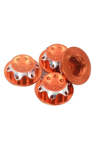 Choice Orange 4pcs Aluminium Wheel Hub Cover Antidust Cover 17mm Hex Nut For ...