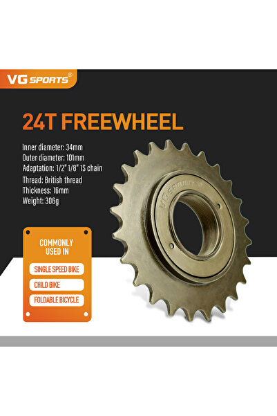 Choice 1pc 24T Brown 1pc VG Sports 16T/18T/20T/22T/24T 34MM Single Speed Bicy...
