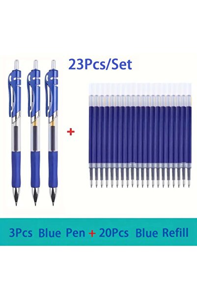 Choice قلم حبر جاف قابل للسحب، سعة كبيرة 0.5 مم، أزرق - 23 قطعة/مجموعة، أسود/...