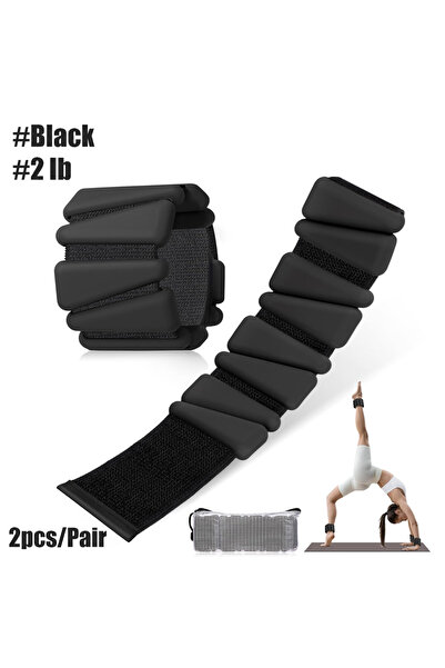 Choice black-2b 1pair 2-4lbs Adjustable Wrist Ankle Weights - Silicone Streng...