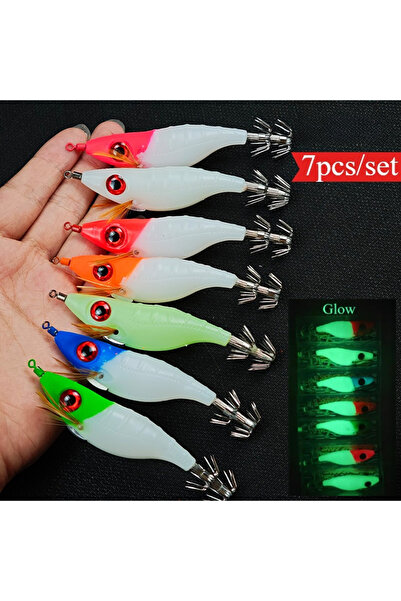 Choice مجموعة من 7 قطع - روبيان، 7 قطع، 10 سم، طعم صيد روبيان أفقي مضيء، طعم ...